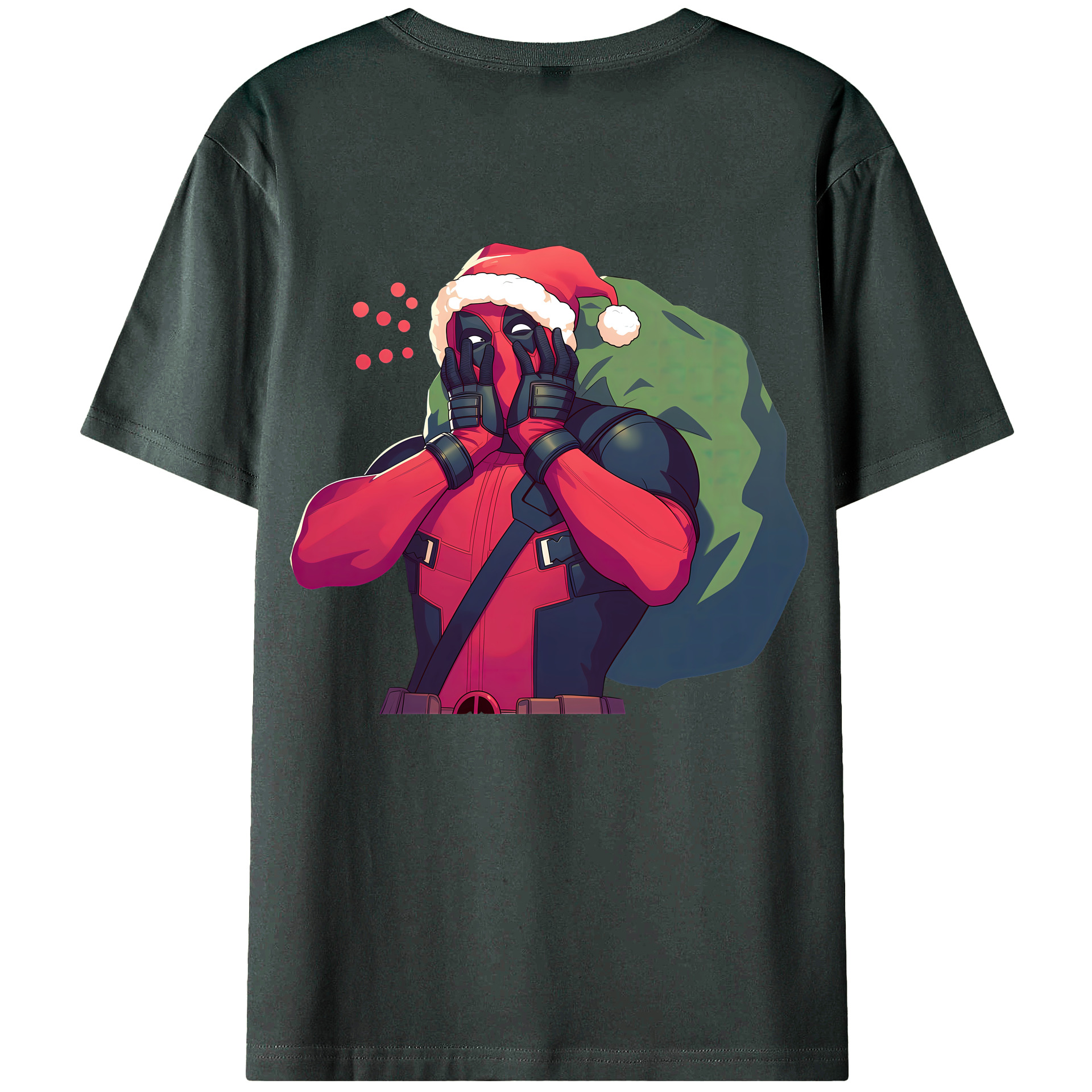 （画像用） Deadpool デッドプール 綿100％ メンズ半袖Tシャツ（バックプリント） 通気性
